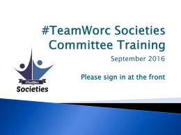 Societies Committee Training