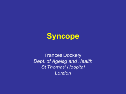 Falls, Dizziness and Syncope in older people