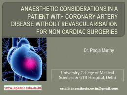 anaesthetic considerations in a patient with coronary artery disease