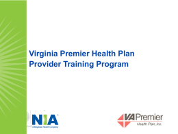 Virginia Premier Health Plan Provider Training Program