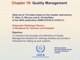 IAEA 19.4 QUALITY ASSURANCE PROGRAMME FOR