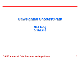 Unweighted Shortest Path Neil Tang 4/1/2010