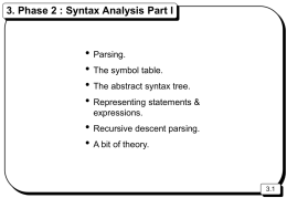 3. Phase 2 : Syntax Analysis Part I