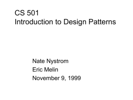 CS 501 Introduction to Design Patterns