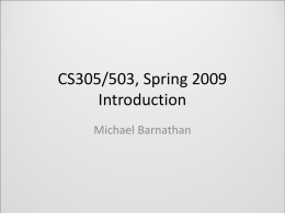 CS503: First Lecture, Fall 2008