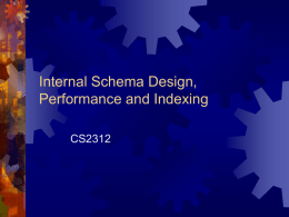 Internal Schema Design - School of Computer Science
