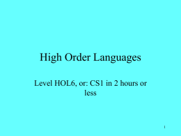 High Order Languages