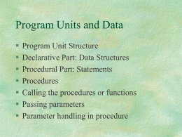 Program Units and Data