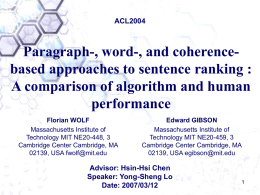 Paragraph-, word-, and coherence-based approaches to sentence