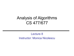 Analysis of Algorithms CS 465/665