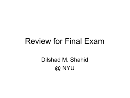 Review for the final - NYU Computer Science Department