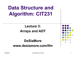 Lecture 3 – Arrays and ADT