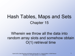 Maps, Sets, Hash tables