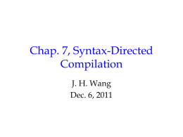 Chap. 7, Syntax-Directed Compilation