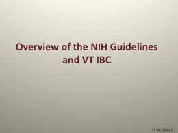 NIH Guidelines - Institutional Biosafety Committee