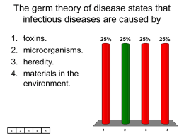 The germ theory of disease states that infectious diseases are