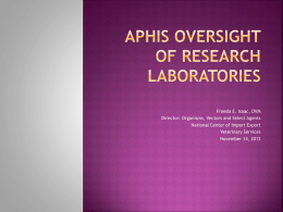 APHIS Oversight of Research Laboratories