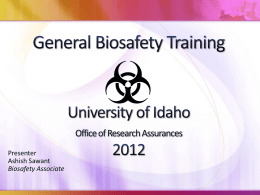 General Biosafety Training University of Idaho