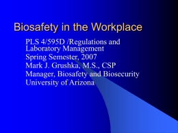 Occupational Safety - University of Arizona