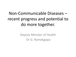 Non-Communicable Diseases – progress and potential to do