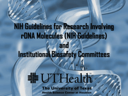 NIH Guidelines for Research Involving rDNA Molecules (NIH