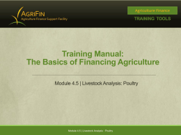 BASICS OF THE AGRICULTURE SECTOR