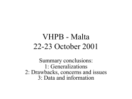 VHPB - Malta 22-23 October 2001