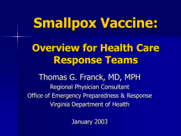Smallpox Vaccination - Virginia Department of Health