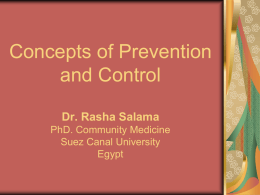 Concepts of Prevention and Control