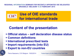 Use of OIE Codes for international trade
