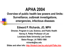 APHA 2004 Overview of public health law powers and limits