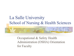 (OSHA) Orientation - La Salle University