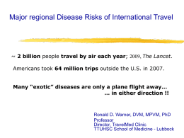Major regional Disease Risks of International Travel
