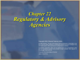 Regulatory & Advisory Agencies