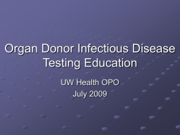 Organ Donor Infectious Disease Testing Education