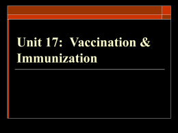 Unit 17: Vaccination & Immunization