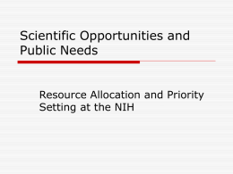 Resource Allocation and Priority Setting at the NIH