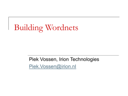 Building Wordnets, by Piek Vossen