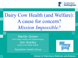 Dairy Cow Health (and Welfare): a Cause for Concern?