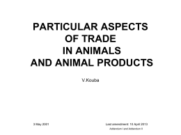 particular aspects of trade in animals and animal