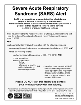 SARS Poster for Long Term Care Facilities