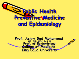 Public Health Preventive Medicine and Epidemiology
