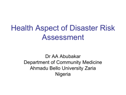 Health Aspect of Disaster Risk Assessment