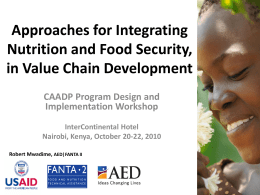 Approaches for Integrating Nutrition and Food Security, in Value