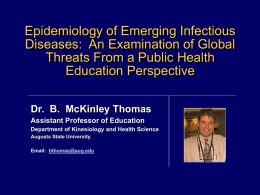 Epidemiology of Emerging Infectious Diseases: Global Threats to