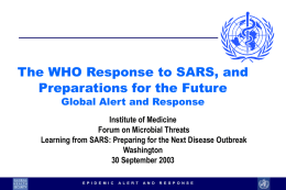 MacKenzie Presentation, Learning from SARS Workshop