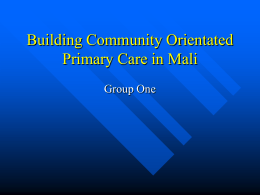 Building Community Orientated Primary Care in Mali
