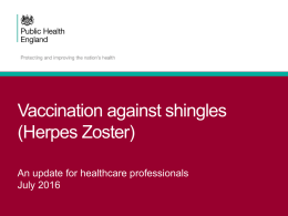 Shingles vaccination: training slideset for healthcare