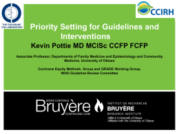 Priority Setting for Guidelines and Interventions