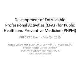 EPAs - Public Health Physicians of Canada